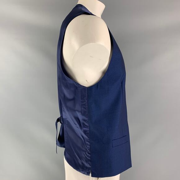 DOLCE & GABBANA Size 46 Blue Solid Wool & Mohair Buttoned Vest - Picture 2 of 5